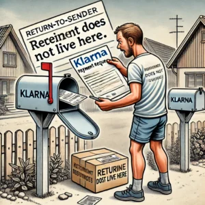 DALL·E 2024 07 31 19.37.23 A detailed illustration depicting a scenario where a letter with a Klarna payment request is received by a resident at an address where the recipient 19
