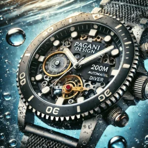 DALL·E 2024 08 03 06.05.33 A detailed and vibrant image of the PAGANI Design New Men Automatic Mechanical Diver Watch. The watch should be depicted in a close up shot to showcas 23