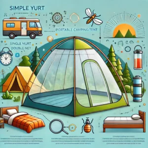 DALL·E 2024 08 03 06.46.50 A detailed and vibrant image of the Simple Yurt Mosquito Net Portable Camping Tent. The tent should be depicted in a camping setting highlighting its 1
