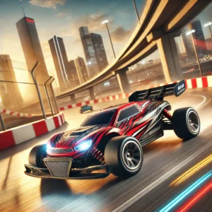 DALL·E 2024 08 03 07.03.25 A detailed and vibrant image of the WLtoys 1 28 284131 284161 Racing Mini RC Car in action. The RC car should be shown racing on a track or through an 1