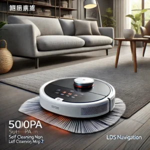 DALL·E 2024 08 04 06.25.00 A sleek and modern Xiaomi Mijia Self Cleaning Robot Mop 2 in action cleaning a contemporary living room. The image should showcase the robot mops ad 27
