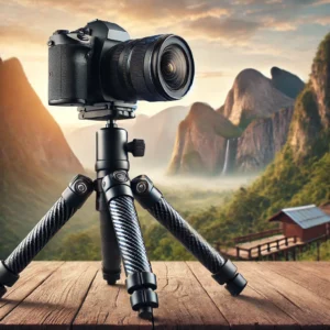 DALL·E 2024 08 04 06.41.03 A sleek and professional carbon fiber tripod being used in an outdoor setting. The tripod should support a DSLR camera and show its lightweight and st 17