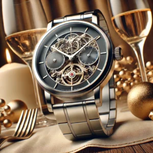 DALL·E 2024 08 04 07.07.23 A luxury Seagull mens mechanical watch with a double sided hollow design displayed in an elegant and sophisticated setting. The watch should showcas 3