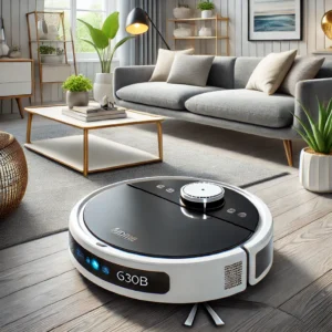 DALL·E 2024 08 05 06.51.58 A sleek and modern LIECTROUX LILIN C30B Robot Vacuum Cleaner with a 6000Pa suction displayed in a clean and stylish living room setting. The robot va 9