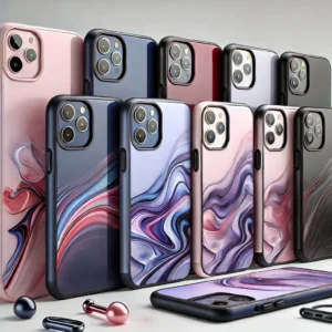 DALL·E 2024 08 06 06.29.12 A high quality image of a luxury liquid silicone shockproof case for iPhone available for various models including iPhone 11 12 13 14 15 Pro Max 19