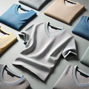DALL·E 2024 08 06 06.42.03 A high quality image of mens summer O neck T shirts made from ice silk mesh material showcasing their breathable and quick dry features. The T shirt 9