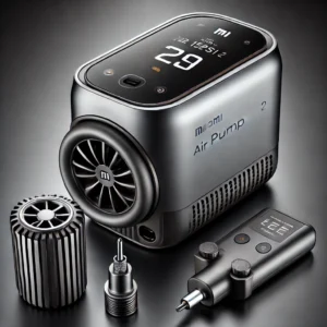 DALL·E 2024 08 06 09.29.23 A high quality image of the Xiaomi Mijia Air Pump 2. The mini portable electric air compressor should be shown with its Type C port LED display and 1