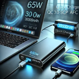 DALL·E 2024 08 07 06.15.52 A high quality image of the Baseus 65W Power Bank with 30000mAh and 20000mAh capacity showing its Quick Charge PD QC 3.0 SCP AFC features. The settin 15