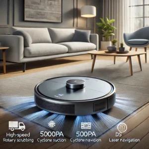 DALL·E 2024 08 07 06.21.21 A high quality image of the XIAOMI MIJIA Self Robot Vacuum Cleaner Mop 2. The smart home device should be shown in a modern living room setting empha 13
