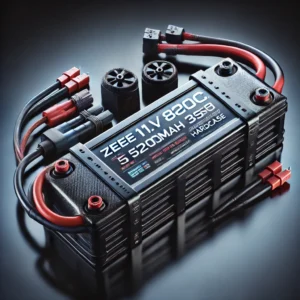 DALL·E 2024 08 07 06.31.49 A high quality image of the Zeee 11.1V 80C 5200mAh 3S Lipo Battery with Deans Plug Hardcase. The image should show the battery in a modern tech savvy 7