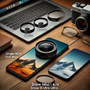DALL·E 2024 08 07 06.40.59 A high quality image of Freewell Single ND128 ND1000 Snow Mist1 4 CPL Filter compatible with Samsung Galaxy S23 Ultra S24 Ultra. The image should 1