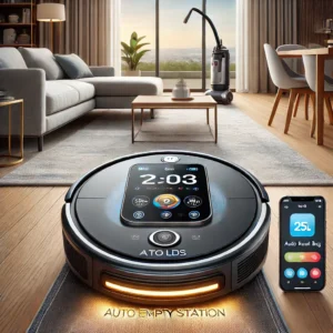 DALL·E 2024 08 07 06.48.32 A high quality image of the ILIFE T10s LDS Vacuum Cleaner Robot with its Auto Empty Station. The image should show the vacuum cleaner in a modern home 27