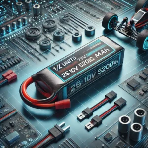 DALL·E 2024 08 07 07.01.41 A high quality image of 1 2 Units Zeee Lipo Battery 2S 7.4V 100C 5200mAh with Deans Connector. The image should show the battery in a modern tech sav 17