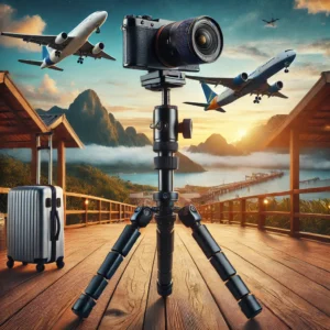 DALL·E 2024 08 07 07.27.59 A high quality image of the Zomei Professional Portable Travel Aluminum Camera Floor Tripod Stand with Pan Head suitable for Phone DSLR Digital Camer 1