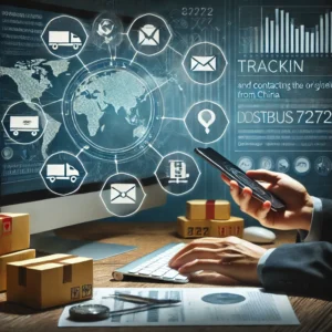 DALL·E 2024 08 08 20.17.43 A high quality promotional image showing the process of tracking a package received from China specifically via a logistics center like postbus 7272 29