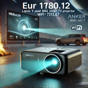 DALL·E 2024 08 09 07.27.32 A high quality promotional image featuring the NEBULA by Anker Capsule 3 Laser 1080p Mini Smart TV Projector. The image should highlight the compact a 23