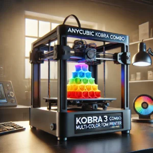 DALL·E 2024 08 10 06.12.09 A high quality promotional image featuring the ANYCUBIC Kobra 3 Combo Multi Color FDM 3D Printer. The 3D printer should be shown with a sleek and mode 21