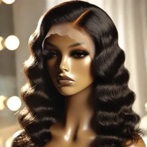 DALL·E 2024 08 11 07.24.50 A professional image of the ISEE Ocean Wave Wig Wear And Go Wig Glueless Body Wave Human Hair Wig. The wig should be showcased on a mannequin head em 1