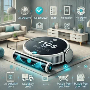 DALL·E 2024 08 12 07.12.06 A visually appealing image showcasing a modern high tech ILIFE T10s LDS Vacuum Cleaner Robot in action. The vacuum cleaner robot should be seen navig 1