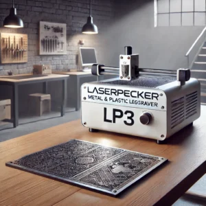DALL·E 2024 08 16 06.32.47 A high quality image showcasing the Laserpecker Metal and Plastic Laser Engraver LP3. The machine should be displayed in a modern workshop or studio s 1