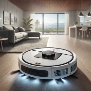 DALL·E 2024 08 16 07.33.19 A high quality image showcasing the ILIFE T20S Robot Vacuum Cleaner. The vacuum cleaner should be displayed in a modern home setting highlighting its 1