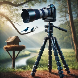 DALL·E 2024 08 17 13.20.41 A high quality image featuring the INNOREL RT90CLT404C Professional Heavy Duty Camera Tripod set up in an outdoor environment ideal for birdwatching 1