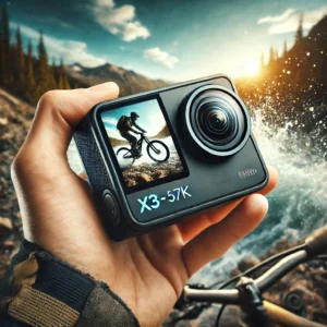 DALL·E 2024 08 18 08.38.27 A high quality image featuring the Insta360 X3 NEW 5.7K 360 Action Camera in a rugged outdoor setting. The camera should be shown capturing an adven 9