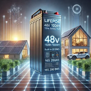DALL·E 2024 08 18 08.43.36 A high quality image featuring a LiFePO4 48V 150Ah 100Ah 200Ah Battery Pack in a home energy storage setup. The image should highlight the battery pac 5