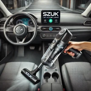 DALL·E 2024 08 18 08.46.15 A high quality image featuring the SZUK Car Vacuum Cleaner a mini powerful handheld cleaning machine in a car interior setting. The image should sh 1