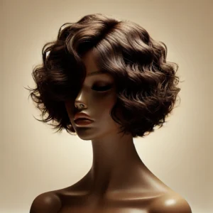 DALL·E 2024 08 19 06.43.05 A high quality image of a short bob glueless wig with deep curly hair styled to showcase its natural look. The wig should be displayed on a clean mi 23