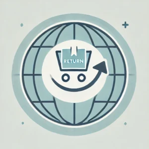 DALL·E 2024 08 24 05.24.27 A minimalist clean image representing online shopping and returns. The image should feature a shopping cart icon a return box with an arrow circling 1