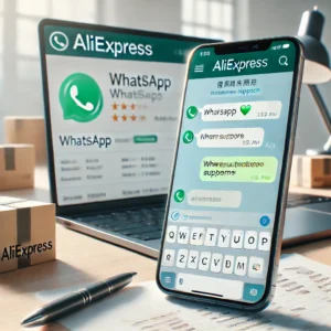 DALL·E 2024 08 27 09.09.52 A sleek modern smartphone displaying a WhatsApp chat interface in a language other than English where a customer is receiving support for an AliExpr 1