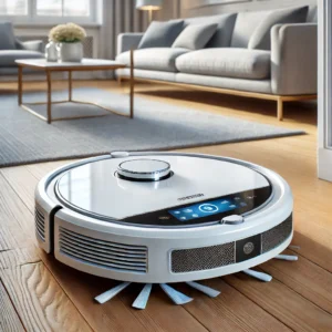 DALL·E 2024 08 30 06.44.57 A detailed visually appealing image featuring a high end robot vacuum cleaner such as the Roborock S7 Max Ultra in a modern clean home environment 1