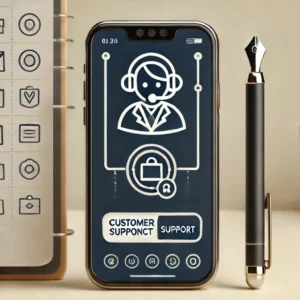 DALL·E 2024 09 17 09.23.03 A minimalist image showing the concept of customer support within a shopping app specifically related to Shein. Depict a mobile device with a focus o 1