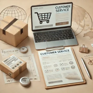 DALL·E 2024 09 21 09.03.05 A blog style image with a customer service theme. The background should feature an open laptop displaying a generic e commerce website representing a 1
