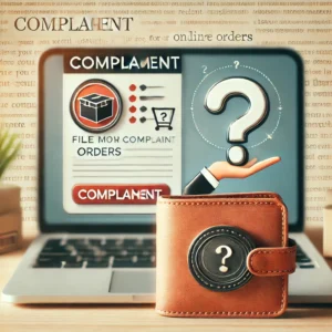 DALL·E 2024 09 22 21.14.15 A blog style image focused on filing complaints for online orders. The background should feature a laptop displaying an e commerce website with a com 1