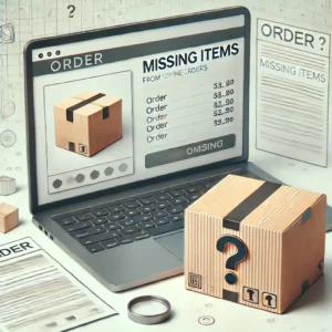 DALL·E 2024 09 22 21.17.58 A blog style image focused on missing items from online orders. The background should feature a laptop displaying an e commerce website with an order 1