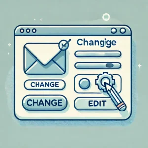 DALL·E 2024 09 26 07.13.52 A simple yet visually appealing illustration related to changing an email address online. The image should include a stylized email icon with a chang 1