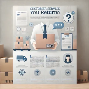 DALL·E 2024 10 25 20.07.52 An informative blog cover image showing a customer service concept related to online shopping and returns. Include an illustration of a parcel being r 1