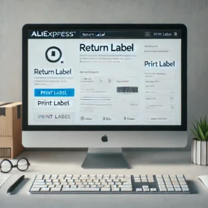 DALL·E 2024 11 01 06.28.49 An informative and professional looking image of a computer screen displaying the AliExpress return label page with a focus on a print label option 1