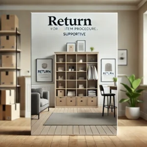 DALL·E 2024 11 01 06.41.49 A supportive image showing a modern home setting with a wall rack in focus symbolizing a returned item process. The scene includes a clean organized 1