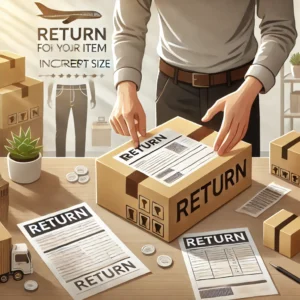 DALL·E 2024 11 06 16.30.06 An informative image showing a person carefully packing an item for return in a well lit environment with boxes shipping labels and a return form o 1