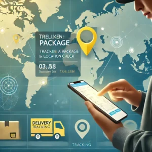 DALL·E 2024 11 06 18.19.37 An informative image showing a person tracking a package online with a background of a map and delivery icons to represent shipment tracking and loca 1