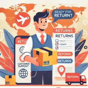 DALL·E 2024 11 13 09.32.36 A helpful blog illustration showing a person holding a package ready for return and looking at a phone with a question about returns. A background sug 1