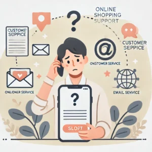 DALL·E 2024 11 13 21.10.26 A supportive blog illustration showing a person looking at an email on their smartphone with a confused expression symbolizing online shopping suppor 1