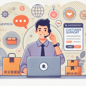 DALL·E 2024 11 25 06.11.57 A professional and friendly customer support setting with a person using a laptop engaging with a chat interface. The environment reflects online sho 1