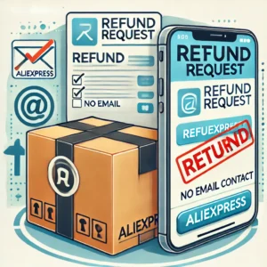 DALL·E 2024 11 26 08.52.45 An illustration showing a returned package with a refund request icon and an AliExpress logo subtly integrated. The scene includes an email app interf 1
