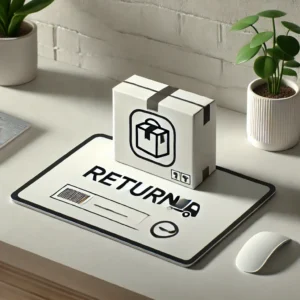 DALL·E 2024 12 01 07.05.17 An illustrative image of a neatly packed parcel on a counter with a visible return label symbolizing a return process for online purchases. The setti 1