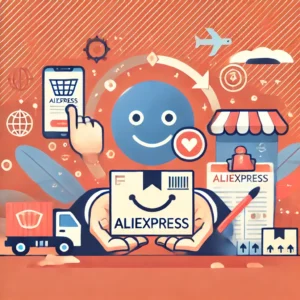 DALL·E 2024 12 18 06.17.56 A friendly and professional blog header illustration showcasing a simplified representation of the AliExpress logo alongside a parcel being prepared f 1
