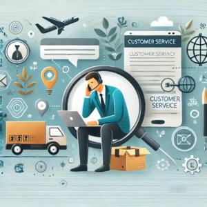 DALL·E 2024 12 18 08.37.48 A professional and informative blog header illustration featuring a person trying to resolve a package delivery issue. The image includes symbols of p 1